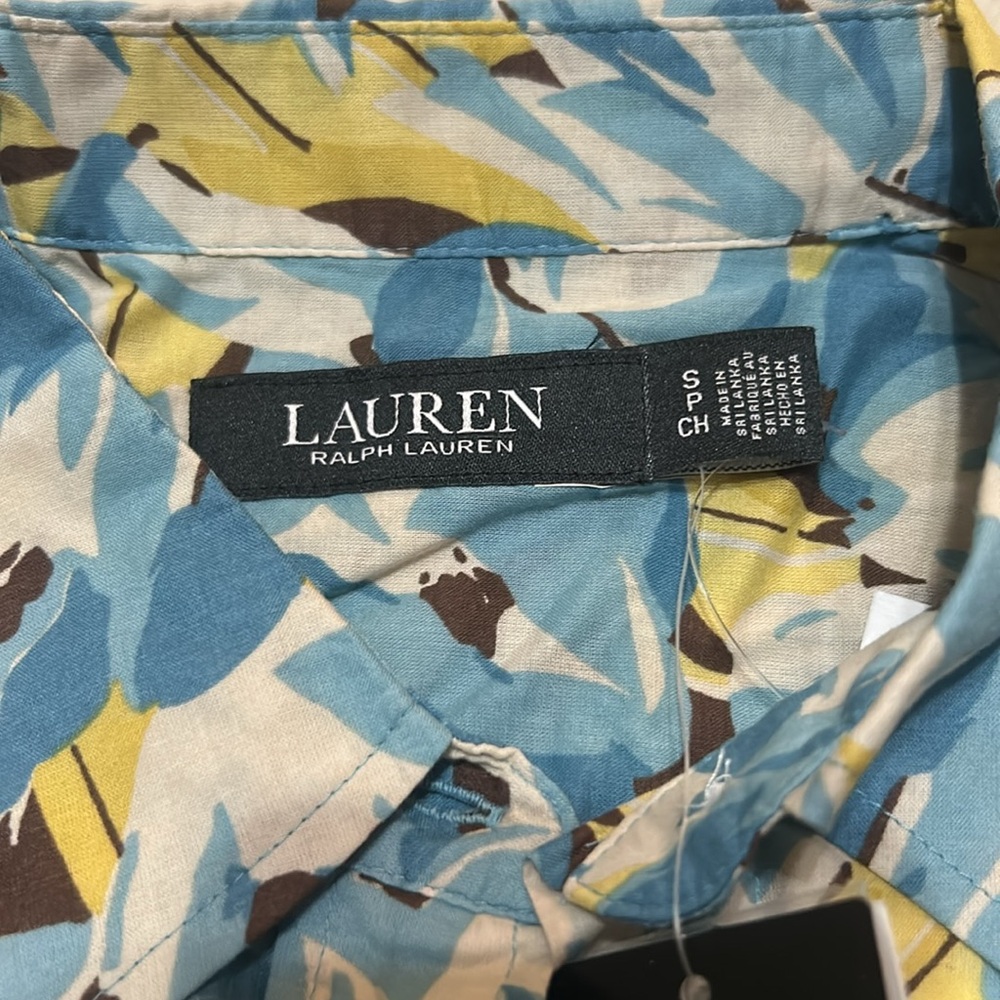 Lauren Ralph Lauren Women's Blue Floral Shirt Cotton size S NWT - Picture 4 of 8